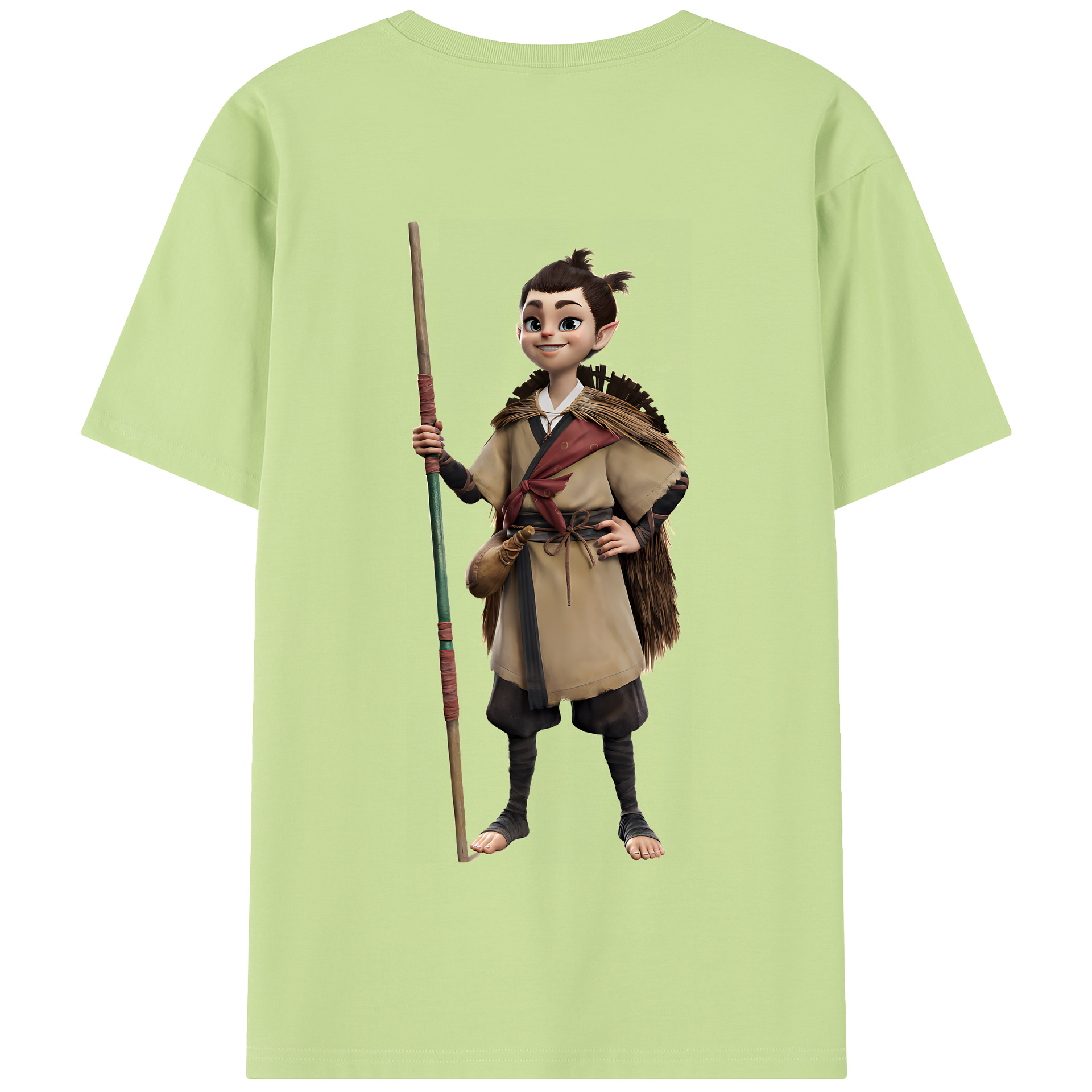 （画像用） Ne Zha 2 ナタ 魔童の大暴れ 綿100％半袖Tシャツ（背面プリント）